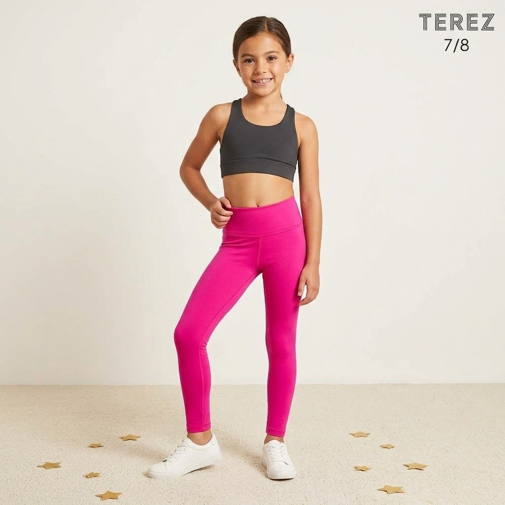 Terez Leggings Girls 7/8 Pink Excellent High Waisted Athletic Performance Yoga